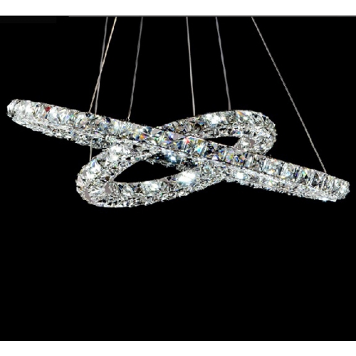 Żyrandol kryształowy RING 50x30cm - cały w kryształach K010